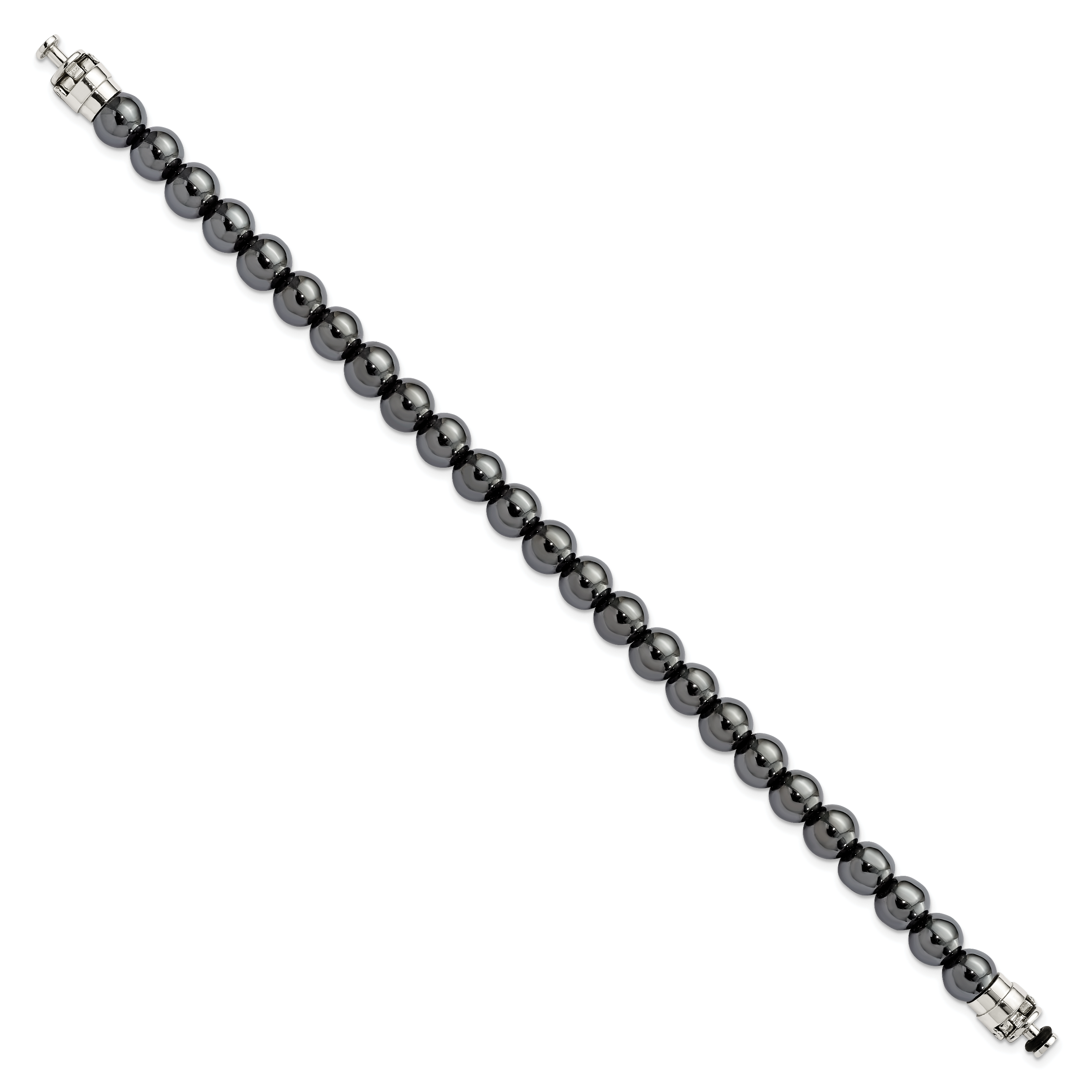 Sterling Silver Reflections 8mm Hematite Beaded 8.5in Bracelet/Bead not included, sold seperately