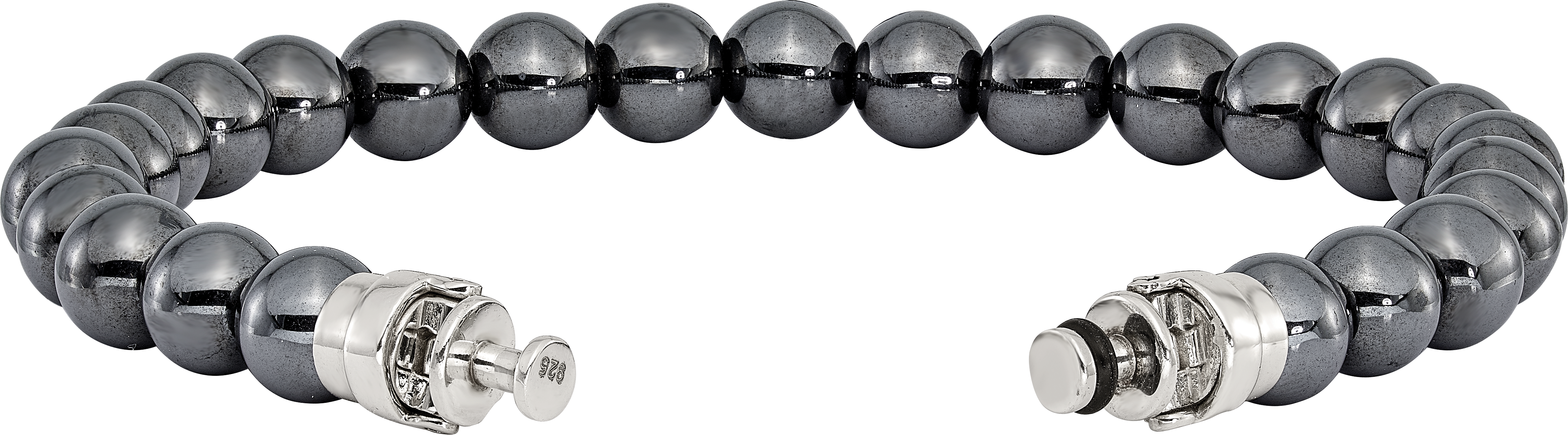 Sterling Silver Reflections 8mm Hematite Beaded 8.5in Bracelet/Bead not included, sold seperately