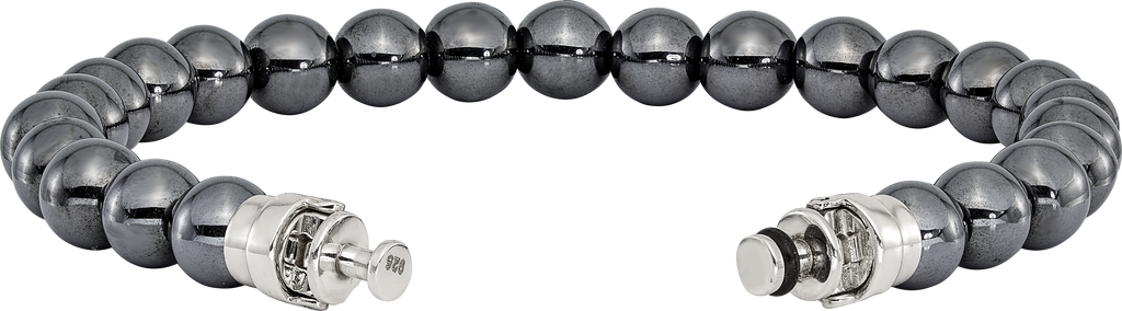 Sterling Silver Reflections 8mm Hematite Beaded 8.5in Bracelet/Bead not included, sold seperately