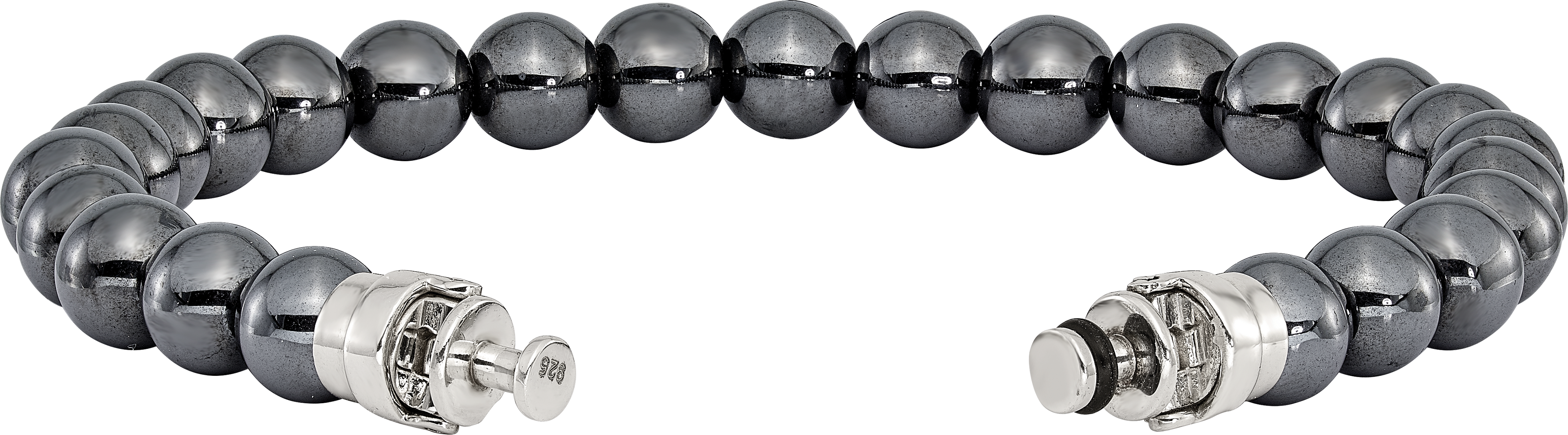Sterling Silver Reflections 8mm Hematite Beaded 8.5in Bracelet/Bead not included, sold seperately