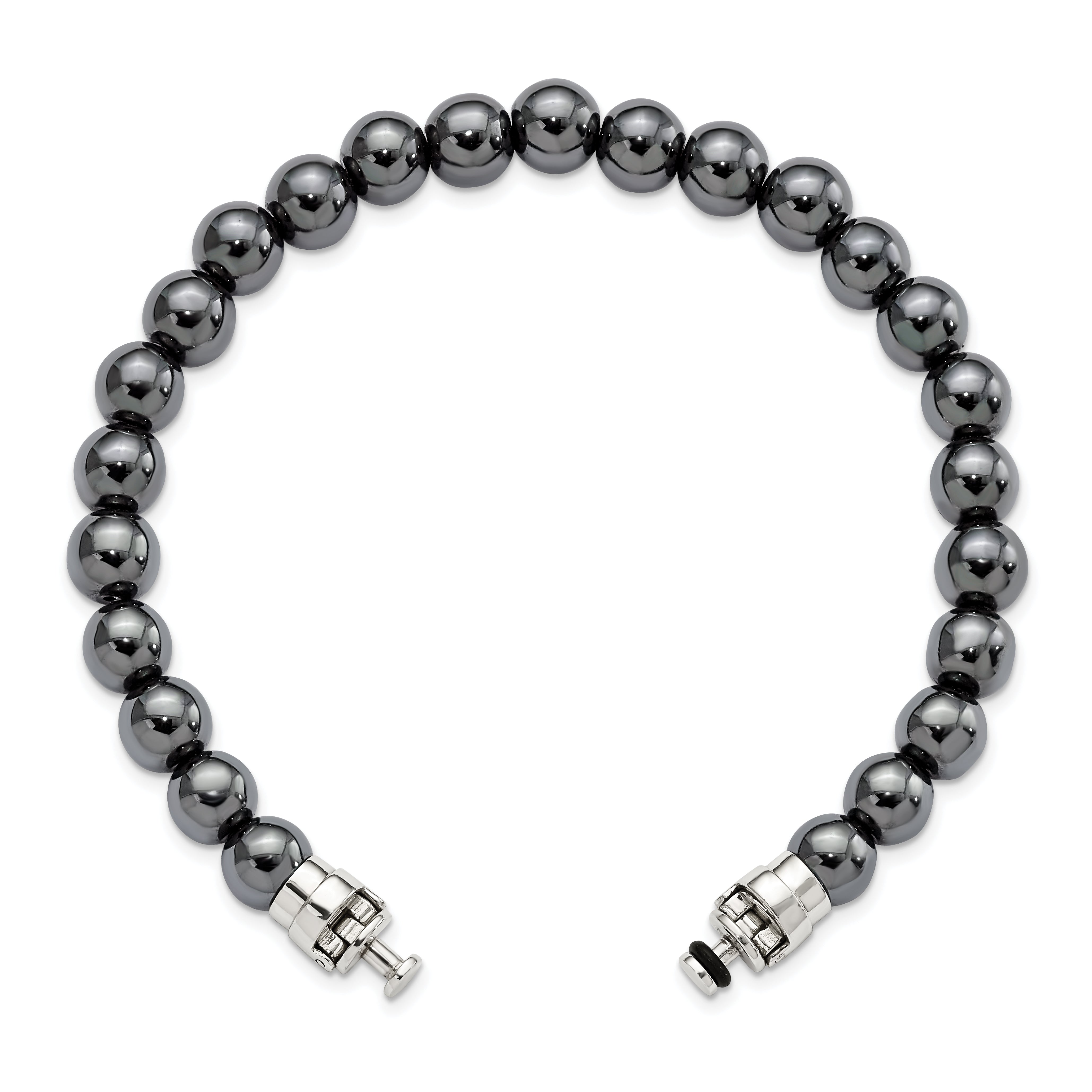 Sterling Silver Reflections 8mm Hematite Beaded 8.5in Bracelet/Bead not included, sold seperately