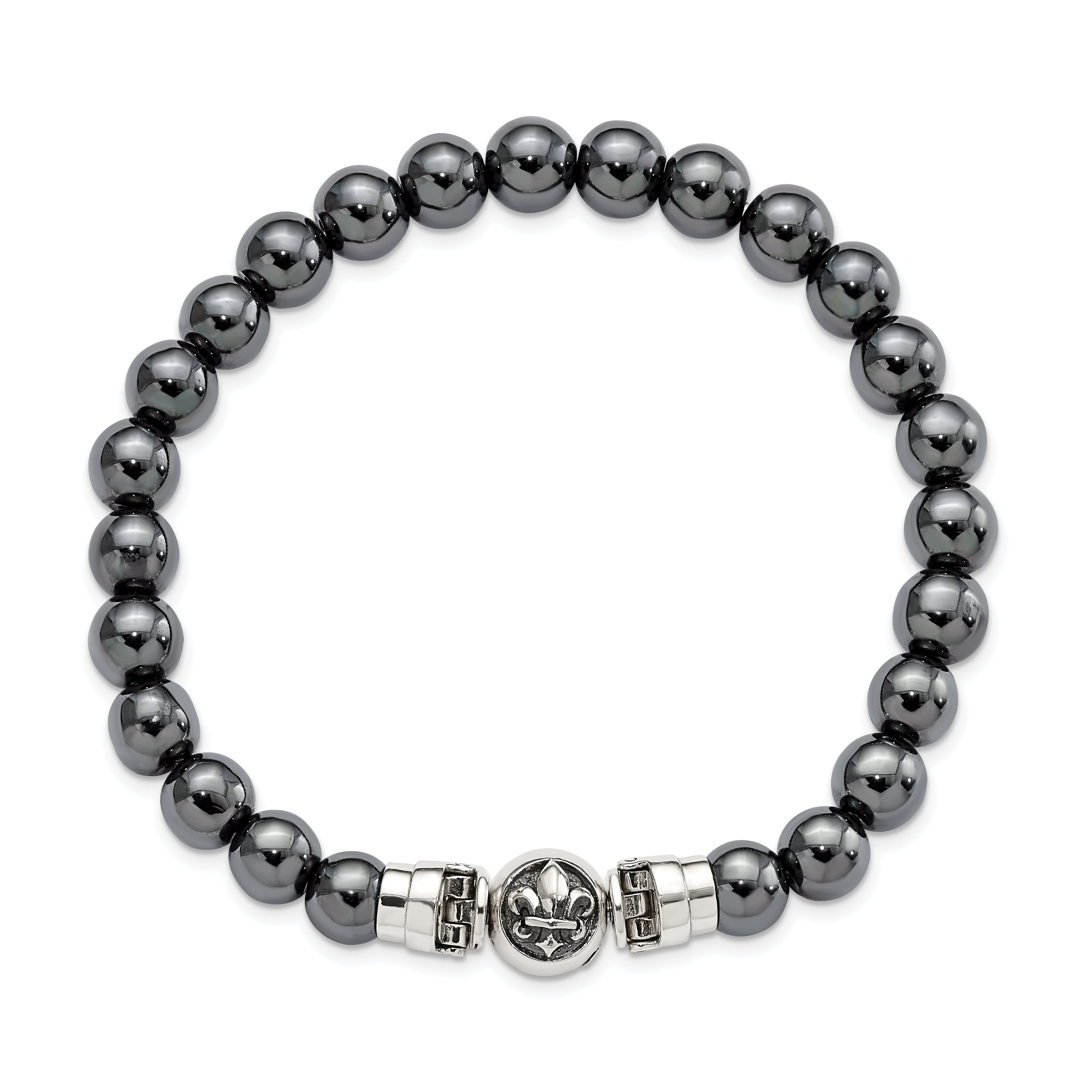Sterling Silver Reflections 8mm Hematite Beaded 8.5in Bracelet/Bead not included, sold seperately