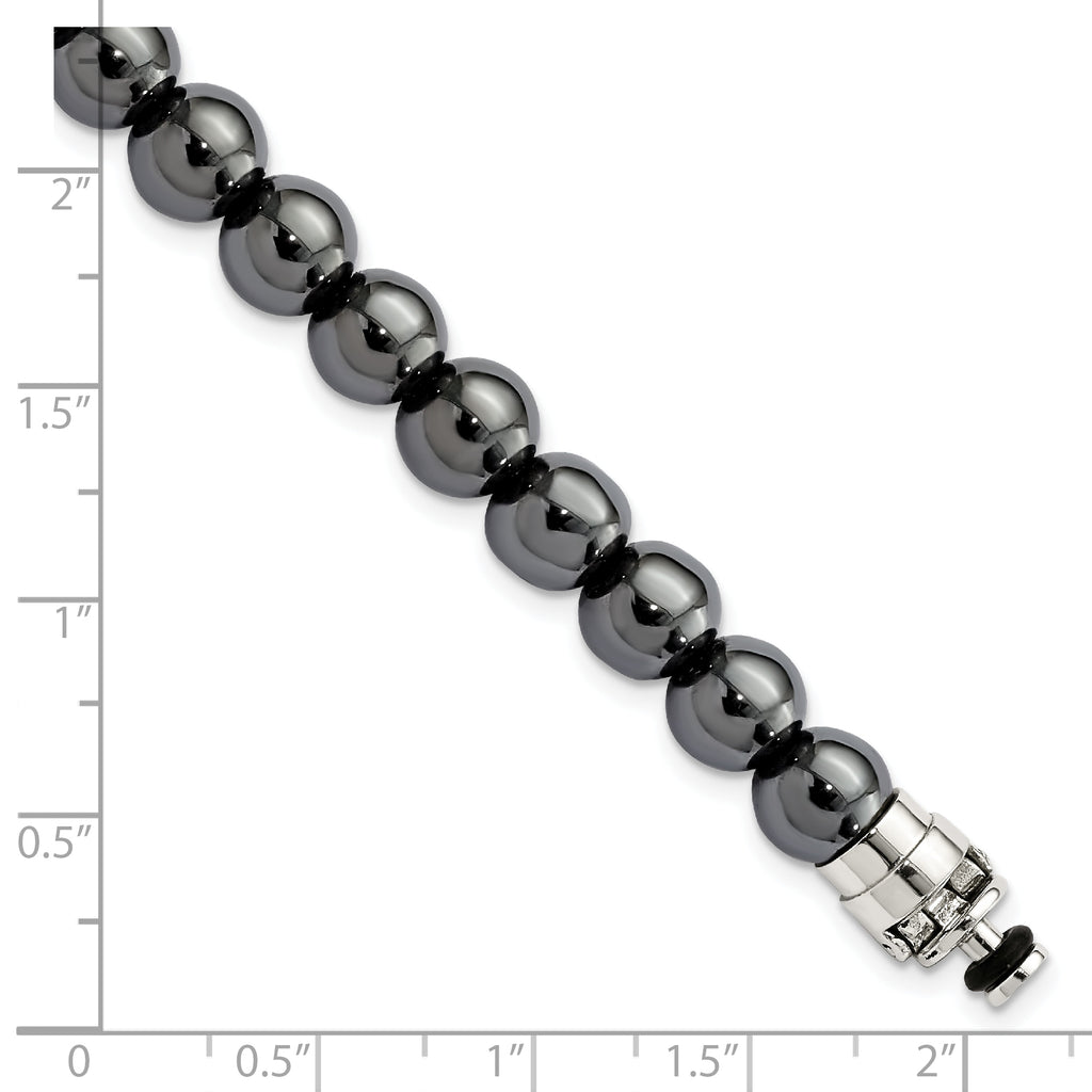 Sterling Silver Reflections 8mm Hematite Beaded 8.5in Bracelet/Bead not included, sold seperately
