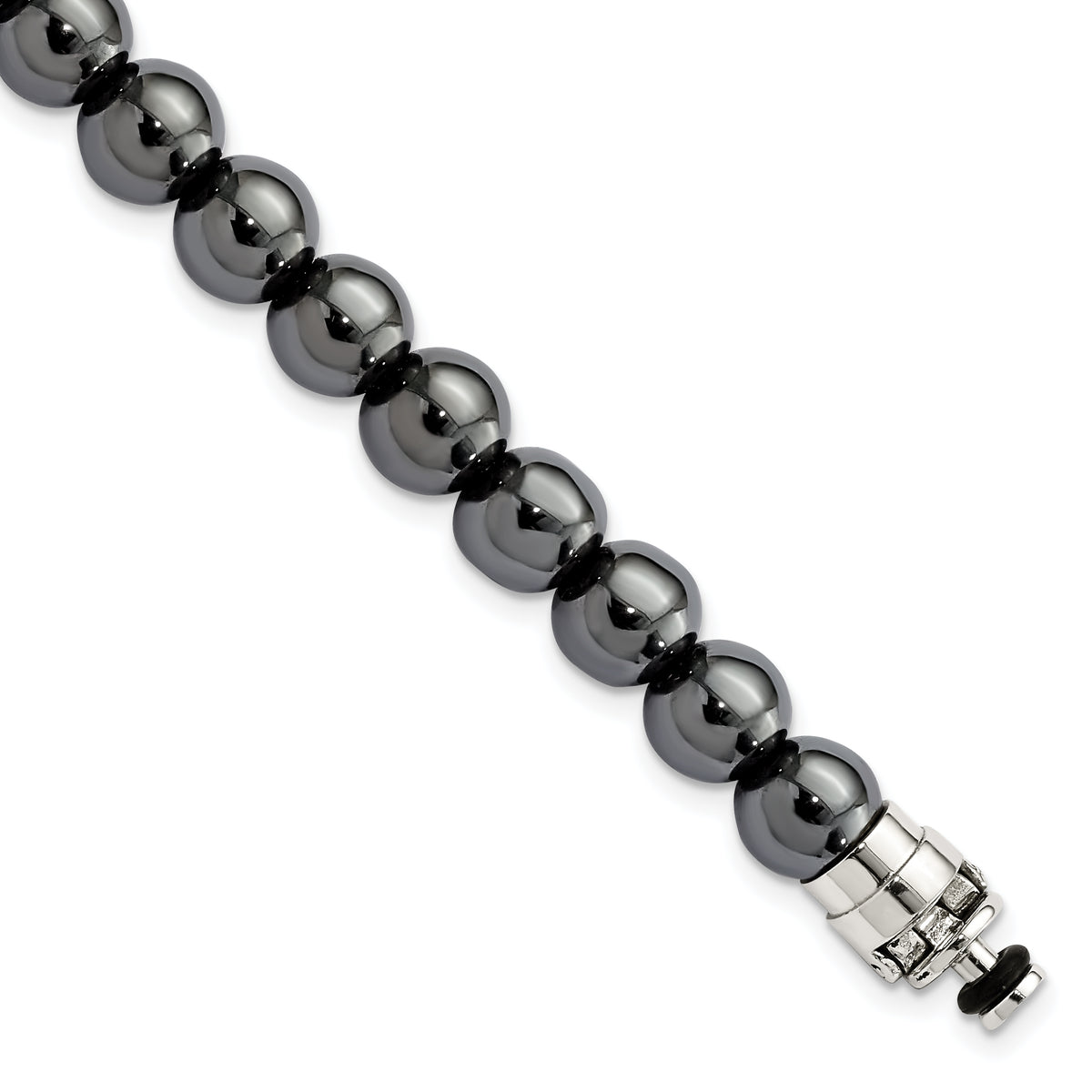 Sterling Silver Reflections 8mm Hematite Beaded 8.5in Bracelet/Bead not included, sold seperately