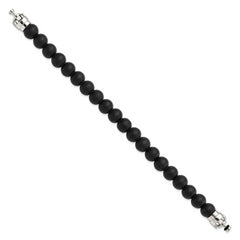 Sterling Silver Reflections 10mm Matte Black Onyx Beaded 8.5in Bracelet/Bead not included, sold seperately