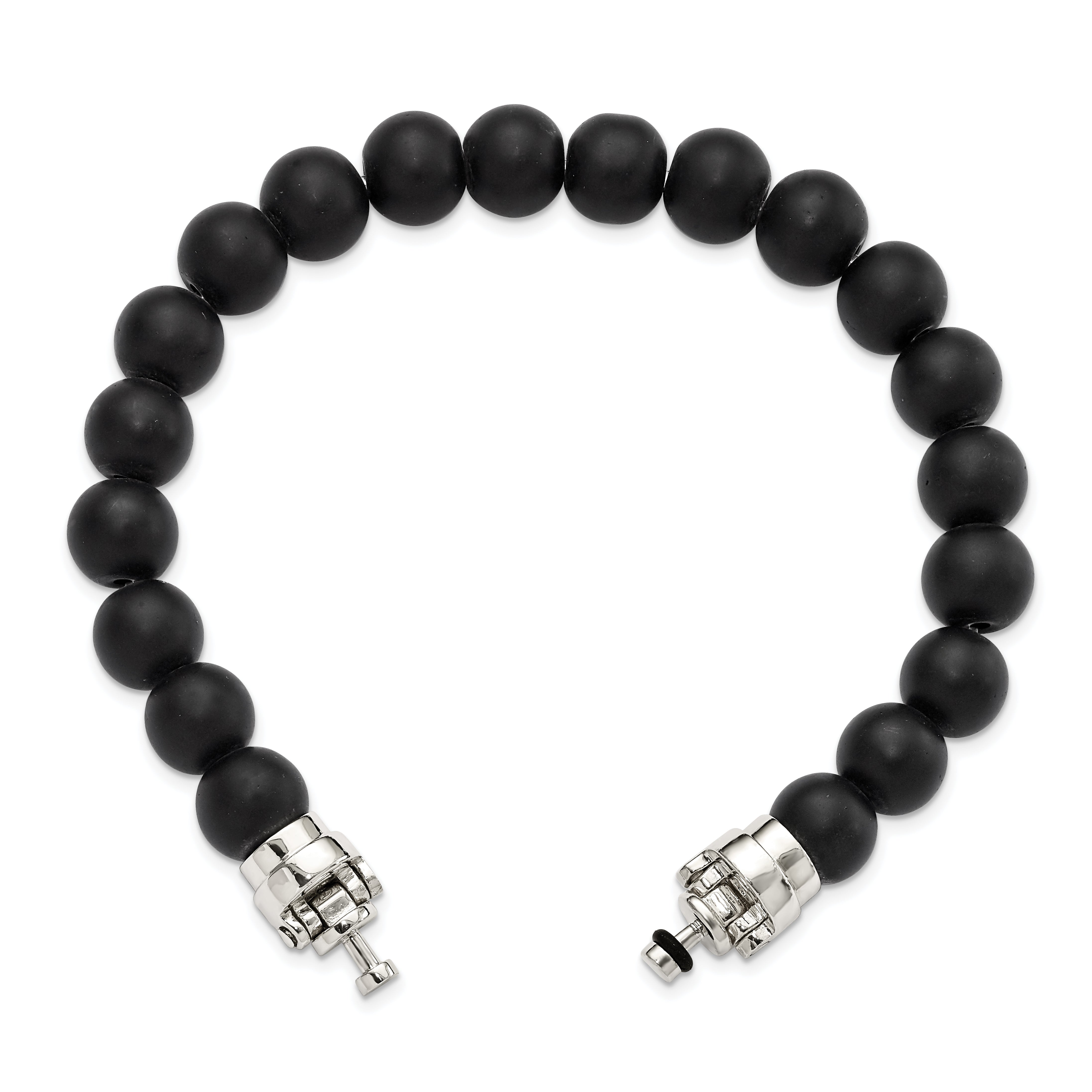 Sterling Silver Reflections 10mm Matte Black Onyx Beaded 8.5in Bracelet/Bead not included, sold seperately