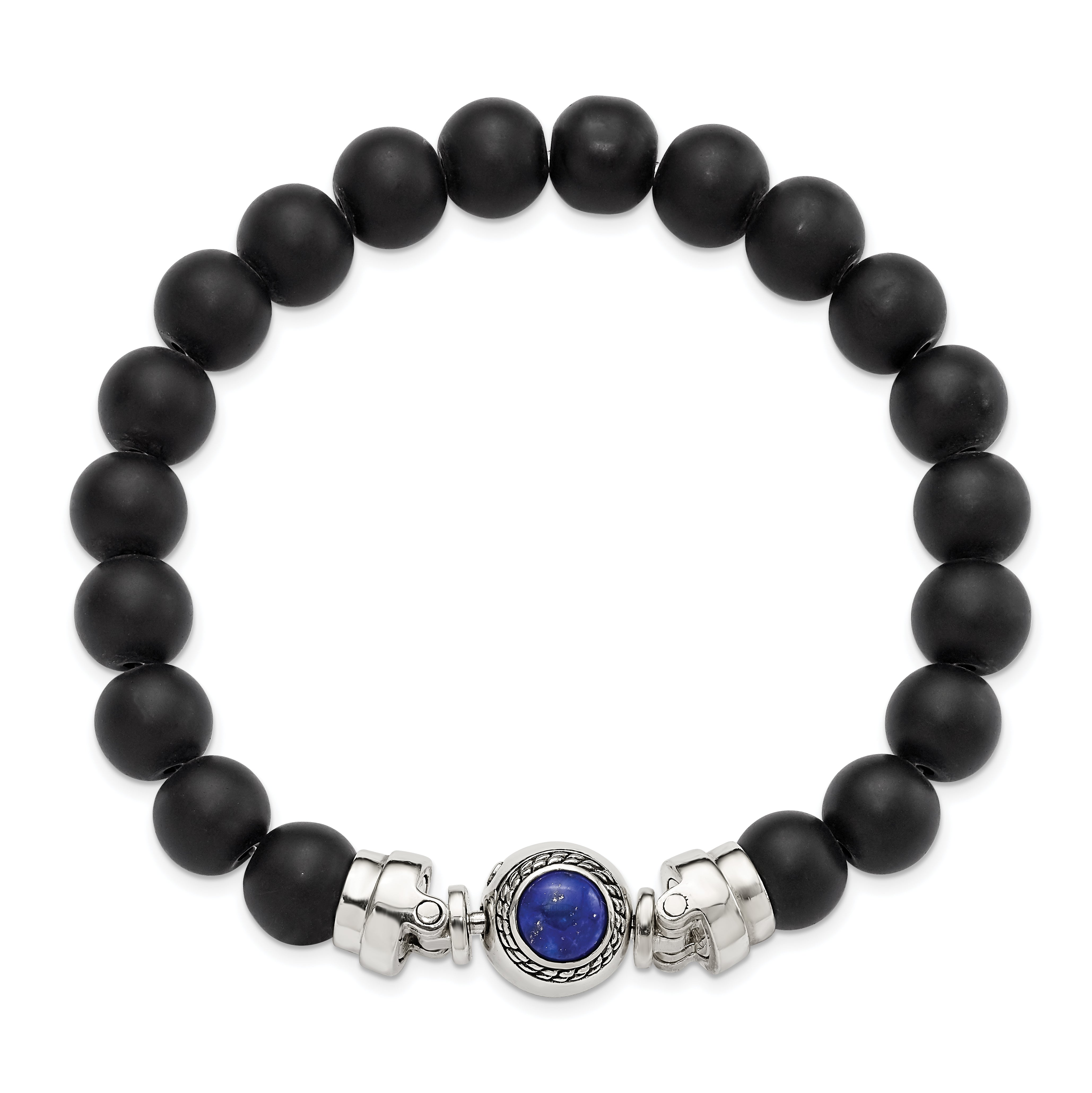 Sterling Silver Reflections 10mm Matte Black Onyx Beaded 8.5in Bracelet/Bead not included, sold seperately