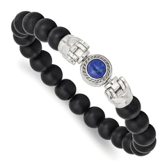 Sterling Silver Reflections 10mm Matte Black Onyx Beaded 8.5in Bracelet/Bead not included, sold seperately