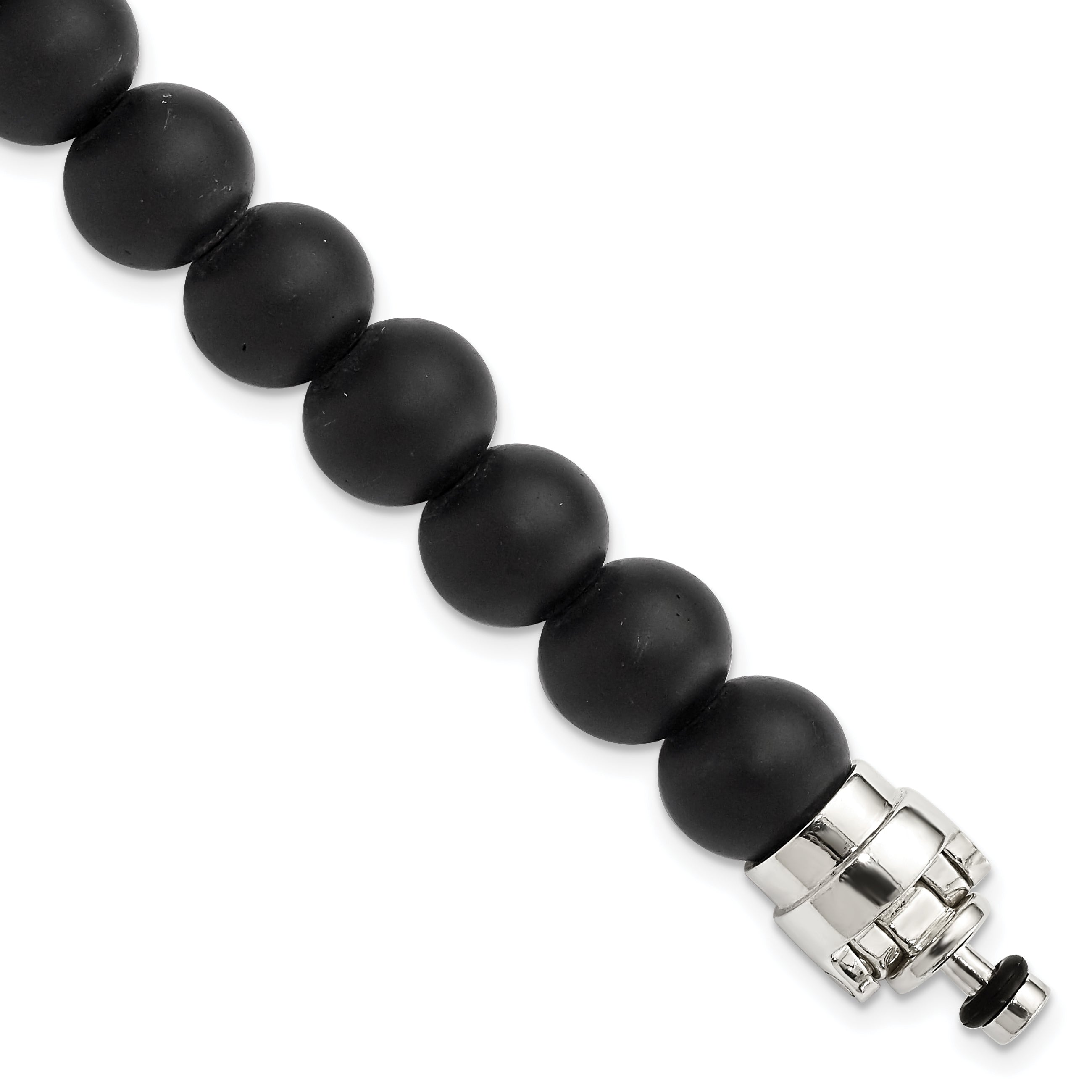 Sterling Silver Reflections 10mm Matte Black Onyx Beaded 8.5in Bracelet/Bead not included, sold seperately