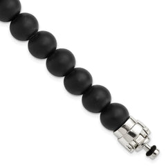 Sterling Silver Reflections 10mm Matte Black Onyx Beaded 8.5in Bracelet/Bead not included, sold seperately