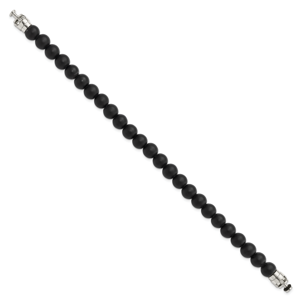 Sterling Silver Reflections 8mm Matte Black Onyx Beaded 8.5in Bracelet/Bead not included, sold seperately