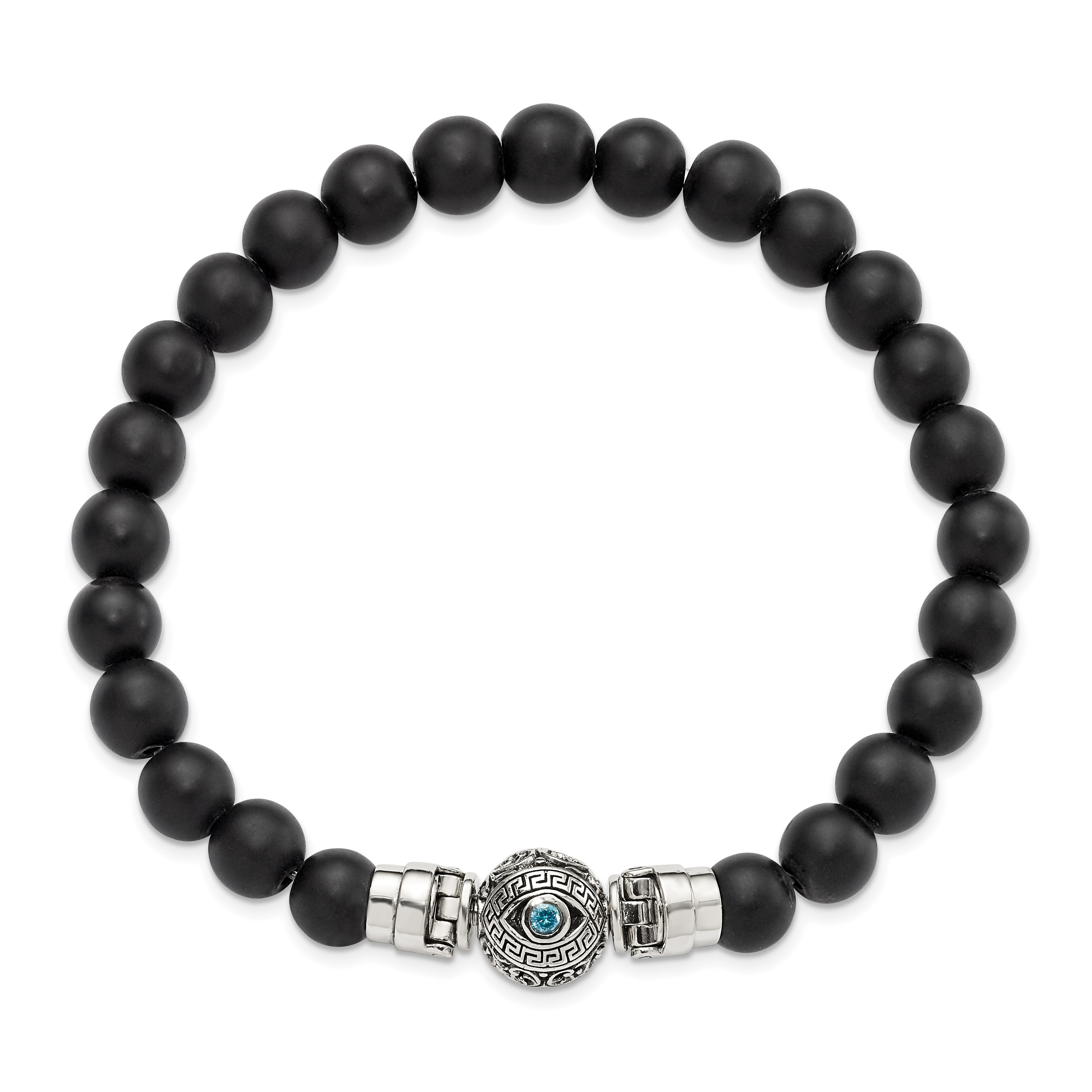 Sterling Silver Reflections 8mm Matte Black Onyx Beaded 8.5in Bracelet/Bead not included, sold seperately