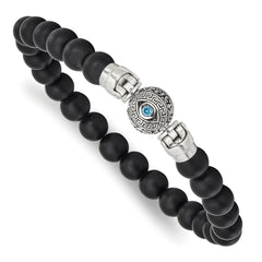 Sterling Silver Reflections 8mm Matte Black Onyx Beaded 8.5in Bracelet/Bead not included, sold seperately