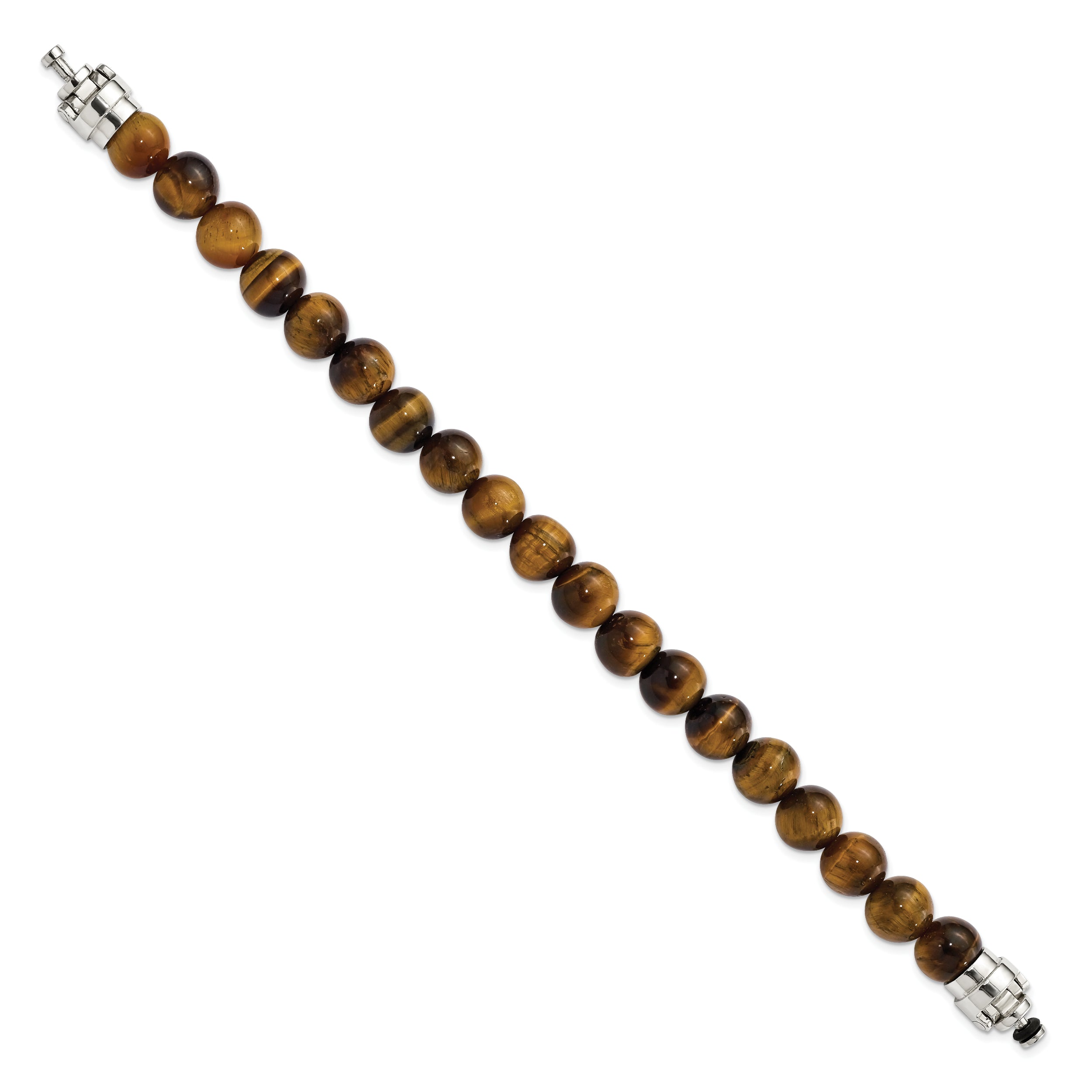 Sterling Silver Reflections 10mm Tigers Eye Beaded 8.5in Bracelet/Bead not included, sold seperately