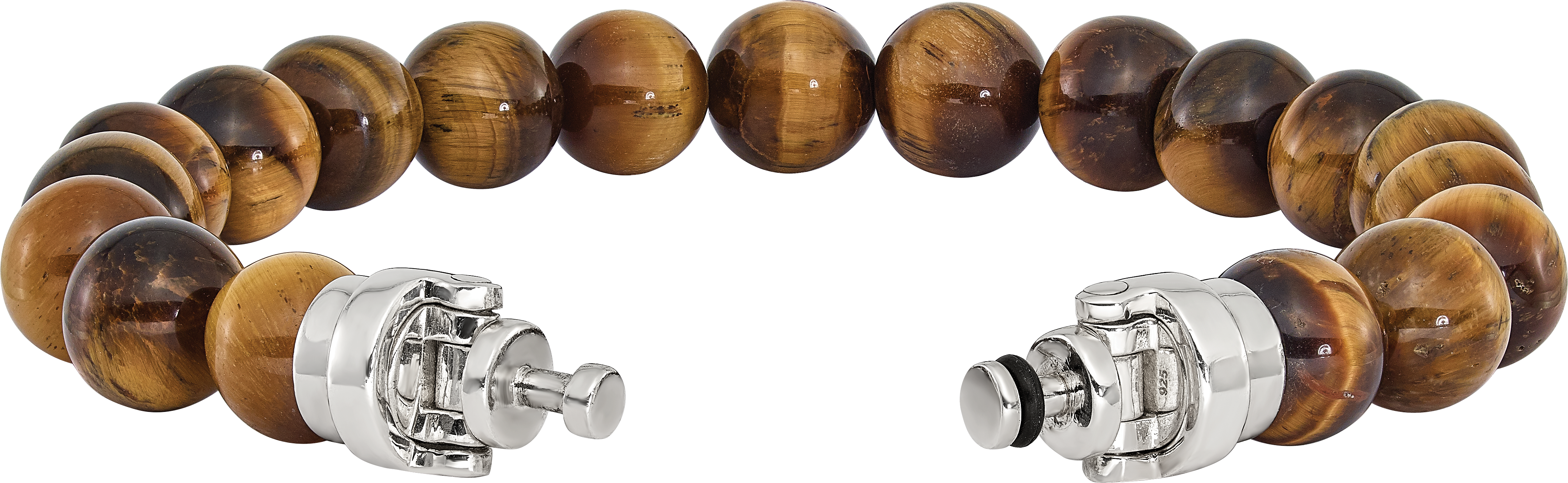 Sterling Silver Reflections 10mm Tigers Eye Beaded 8.5in Bracelet/Bead not included, sold seperately