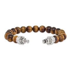 Sterling Silver Reflections 10mm Tigers Eye Beaded 8.5in Bracelet/Bead not included, sold seperately