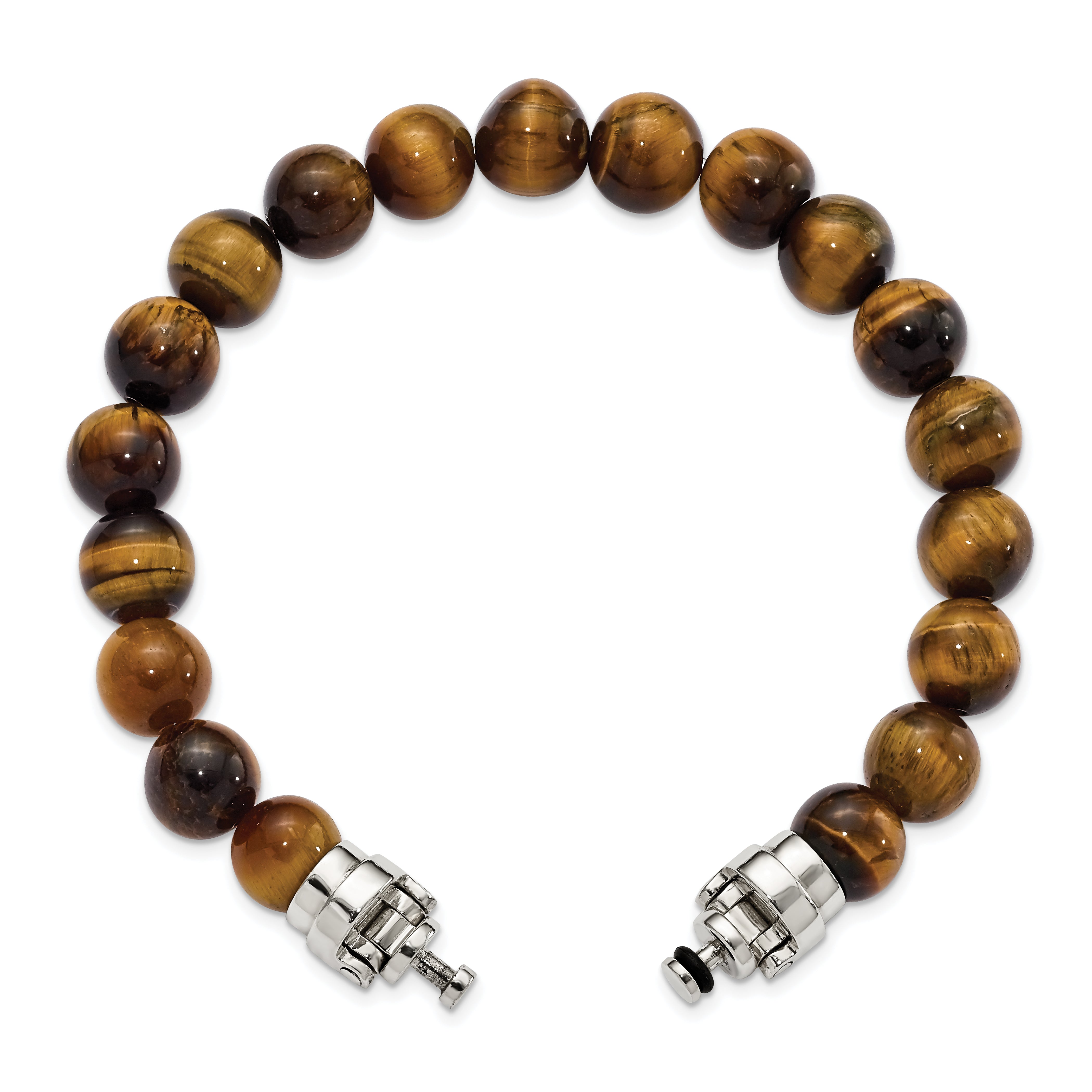 Sterling Silver Reflections 10mm Tigers Eye Beaded 8.5in Bracelet/Bead not included, sold seperately