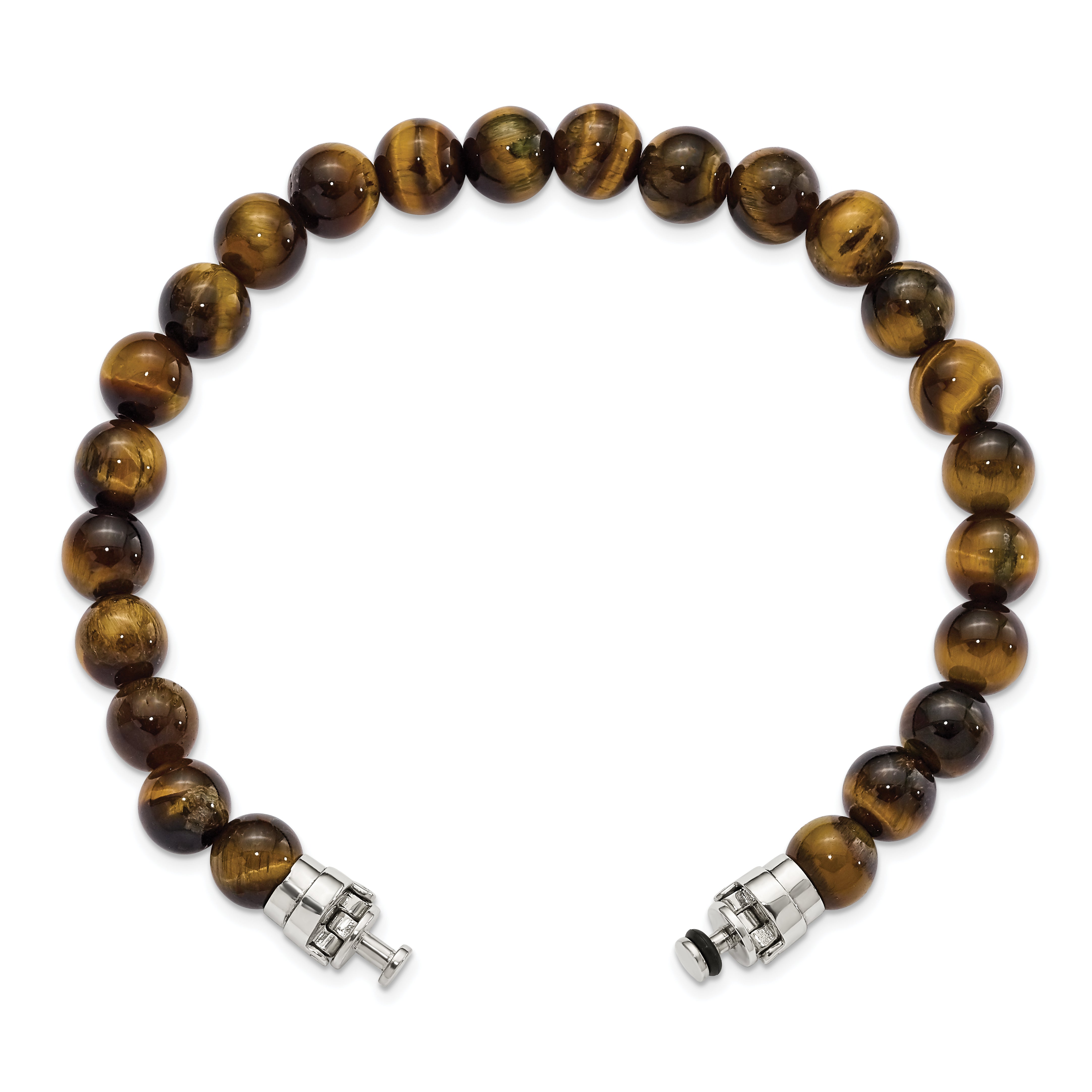 Sterling Silver Reflections 8mm Tigers Eye Beaded 8.5in Bracelet/Bead not included, sold seperately