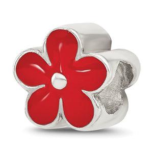 Reflection Beads Sterling Silver Red Enameled Flower Bead - Sophia Jewelers