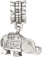 Sterling Silver Reflections CZ Elephant Dangle Bead