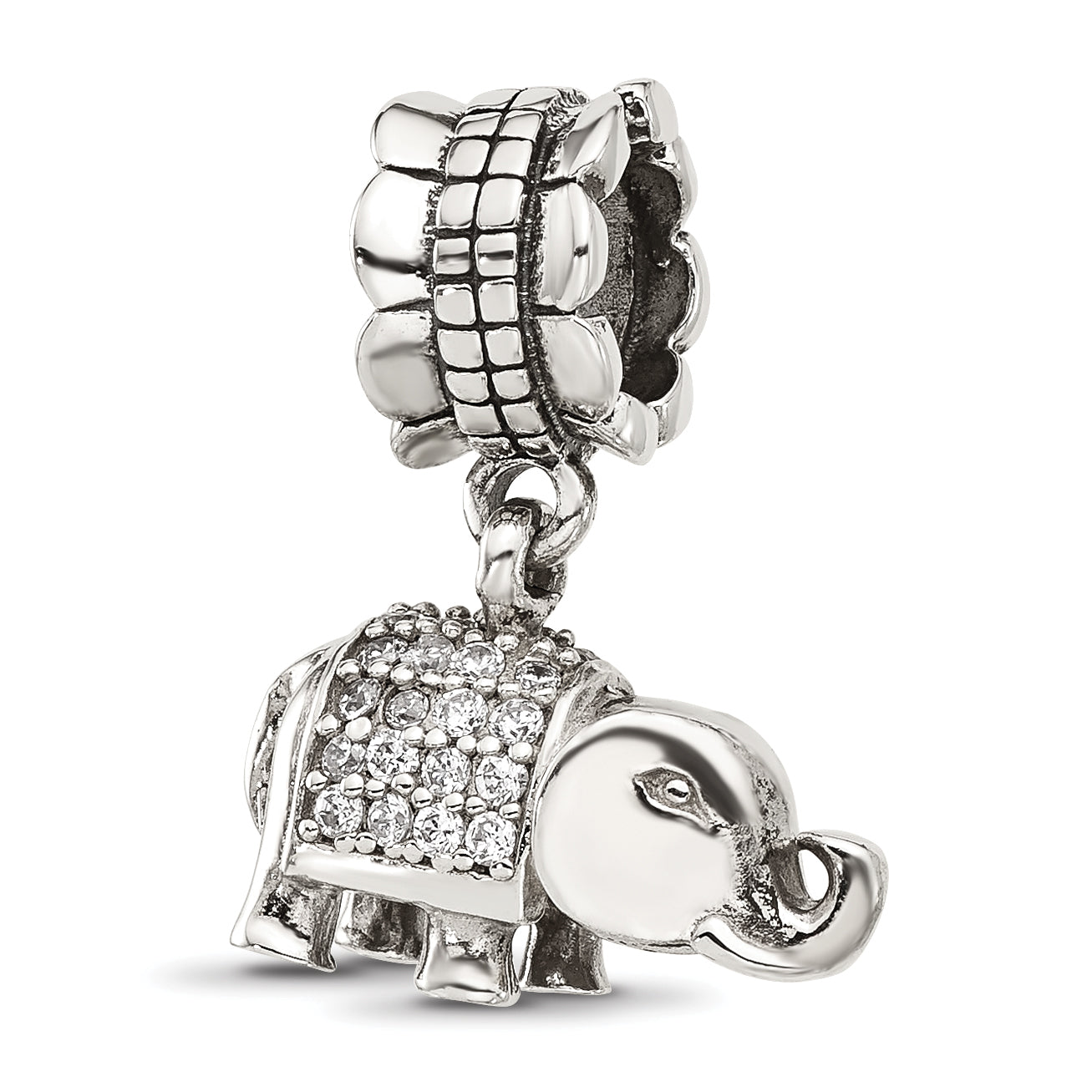 Sterling Silver Reflections CZ Elephant Dangle Bead Main image