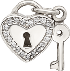 Sterling Silver Reflections CZ Heart Lock with Key Bead