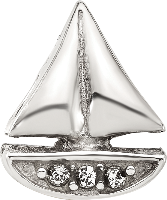 Sterling Silver Reflections Crystal Sailboat Bead