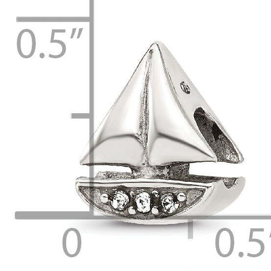 Sterling Silver Reflections Crystal Sailboat Bead