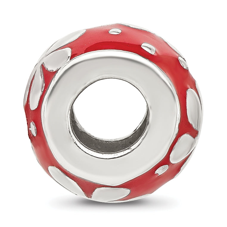 Sterling Silver Reflections Red Enameled Round Floral Bead Secondary image