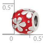 Sterling Silver Reflections Red Enameled Round Floral Bead
