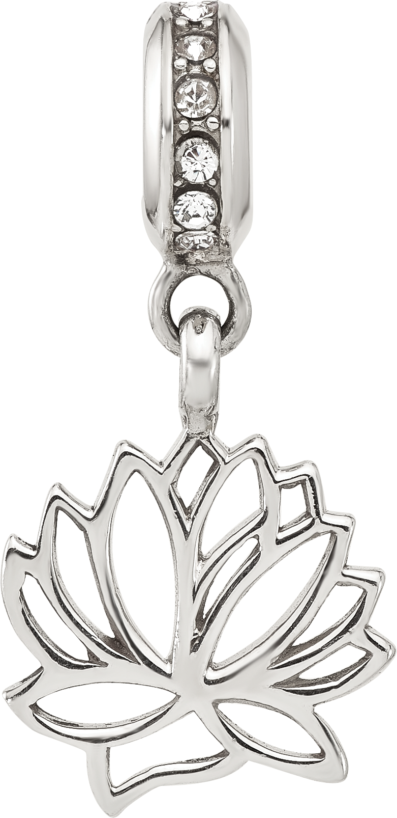 Sterling Silver Reflections Crystal Lotus Flower Dangle Bead