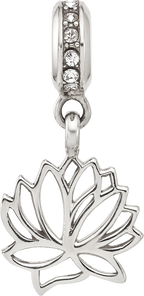 Sterling Silver Reflections Crystal Lotus Flower Dangle Bead