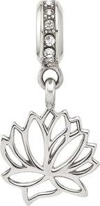 Reflection Beads Sterling Silver Crystal Lotus Flower Dangle Bead - Sophia Jewelers