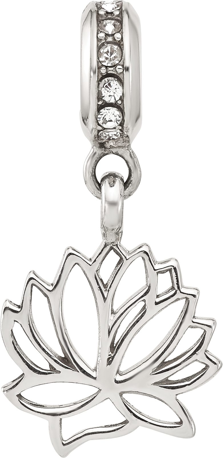 Reflection Beads Sterling Silver Crystal Lotus Flower Dangle Bead - Sophia Jewelers