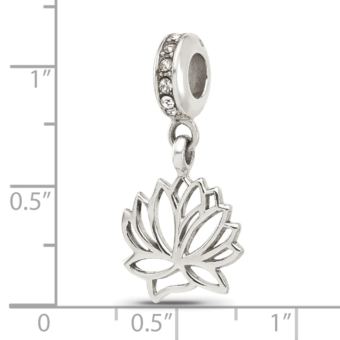 Sterling Silver Reflections Crystal Lotus Flower Dangle Bead