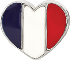 Sterling Silver Reflections French Enameled Flag Heart Shaped Bead