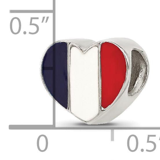 Sterling Silver Reflections French Enameled Flag Heart Shaped Bead Secondary image