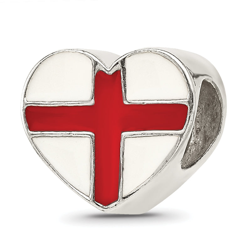 Sterling Silver Reflections Switzerland Enameled Flag Heart Shaped Bead Main image