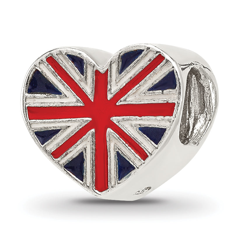 Sterling Silver Reflections United Kingdom Enamel Flag Heart Shaped Bead Main image