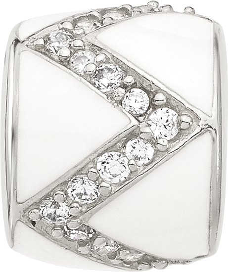 Sterling Silver Reflections White Enamel with CZ Design Bead