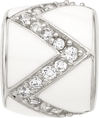 Sterling Silver Reflections White Enamel with CZ Design Bead