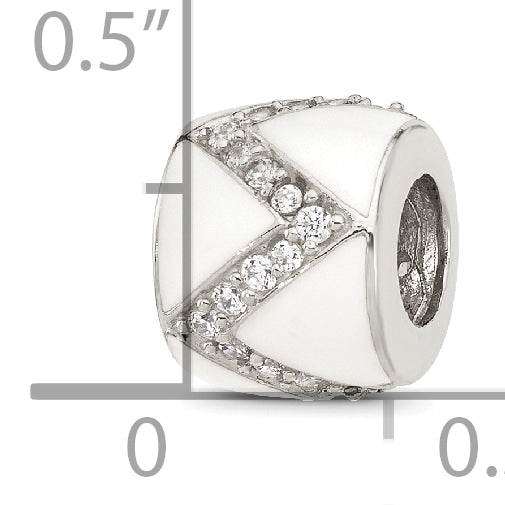 Sterling Silver Reflections White Enamel with CZ Design Bead