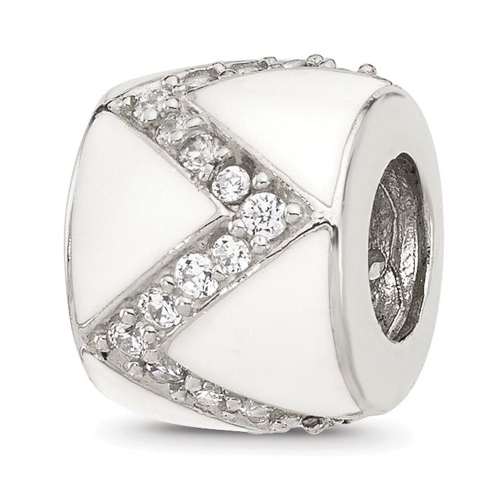 Sterling Silver Reflections White Enamel with CZ Design Bead Main image