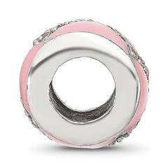 Sterling Silver Reflections Pink Enamel with CZ Design Bead