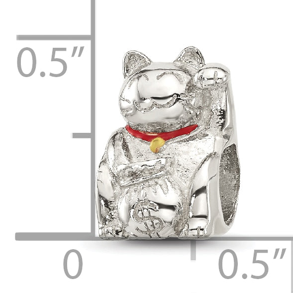 Sterling Silver Reflections Red Enameled Lucky Cat Bead Secondary image