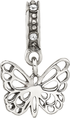 Sterling Silver Reflections Crystal Butterfly Dangle Bead