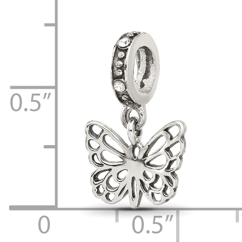 Sterling Silver Reflections Crystal Butterfly Dangle Bead Secondary image