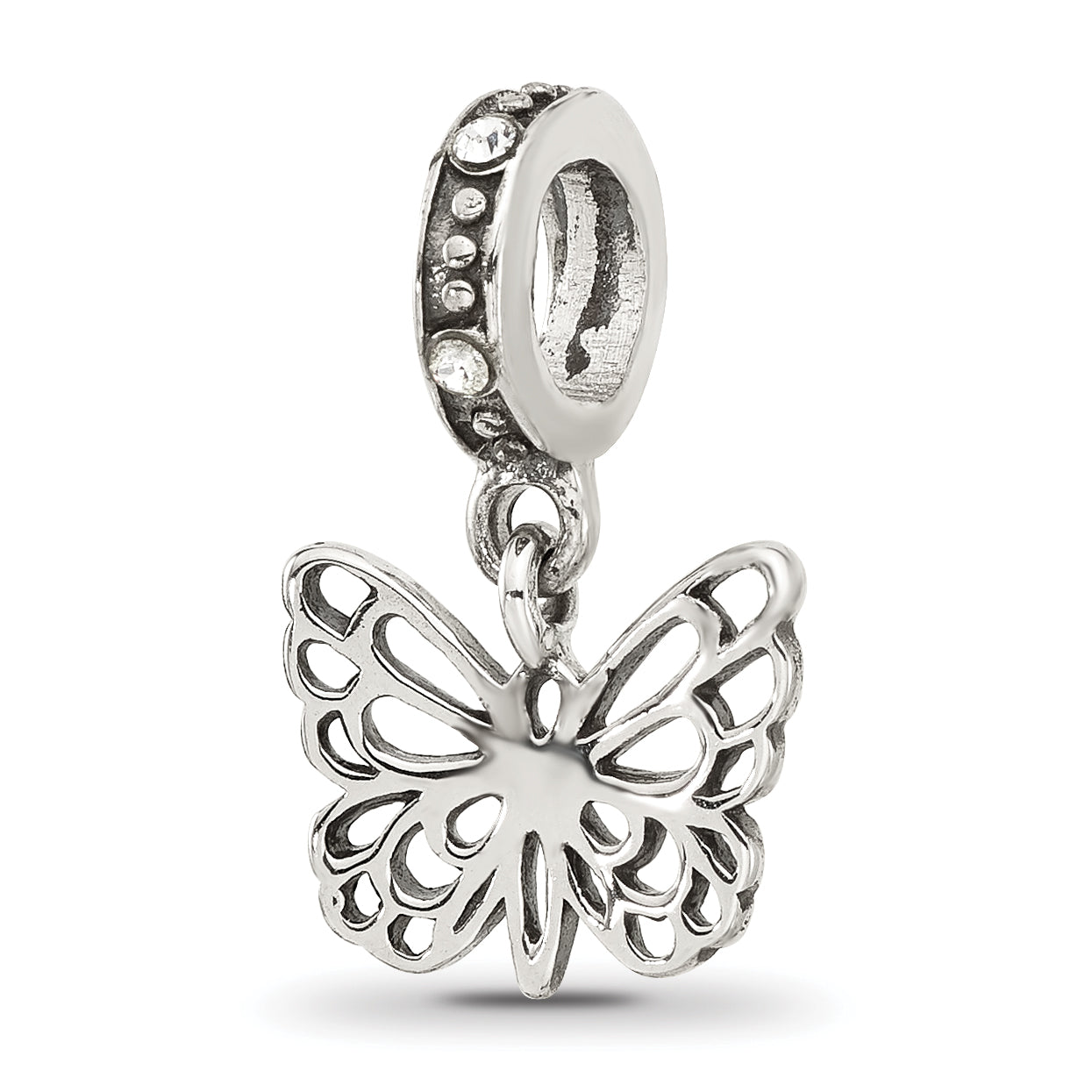 Sterling Silver Reflections Crystal Butterfly Dangle Bead Main image