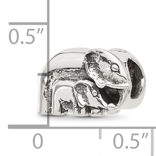Sterling Silver Reflections Mommy and Baby Elephant Bead Secondary image