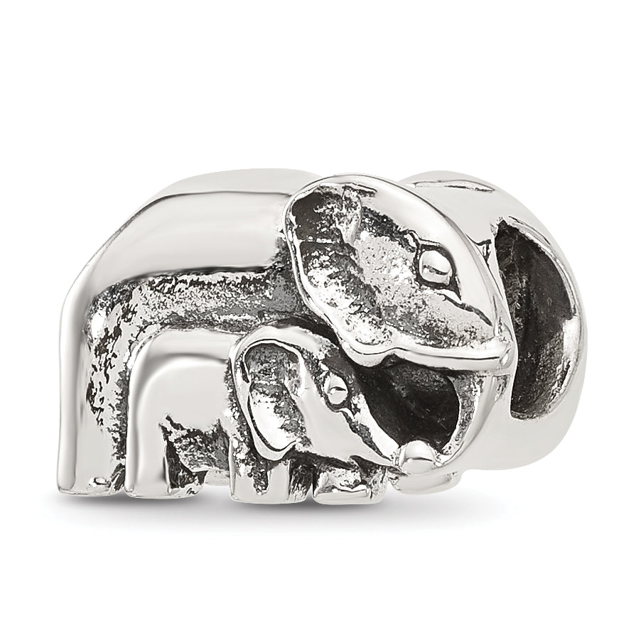 Sterling Silver Reflections Mommy and Baby Elephant Bead Main image
